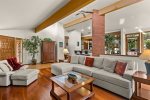 The living area comfortably accommodates all your guests